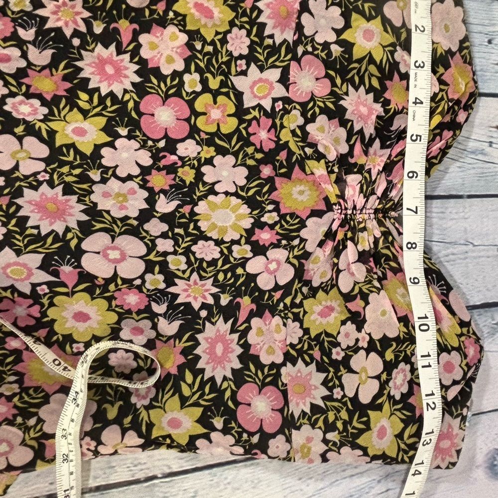 Shoshanna Black Pink Yellow Floral Silk Sweetheart Boho Festival Maxi Dress 10 - Picture 9 of 10